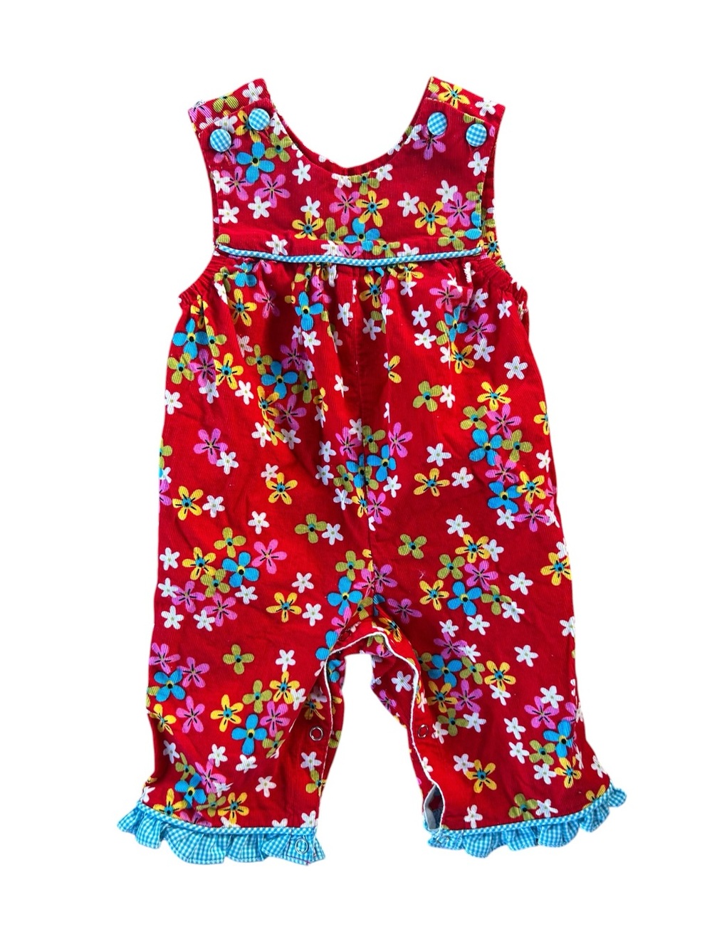 Remember Nguyen Baby Girl Red Floral Romper Micro Cord Jumpsuit 9 Months